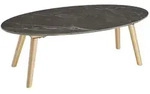 tectake Ovaler Couchtisch Acerra, Marmoroptik 100x50x34,5 cm Natur