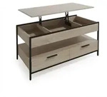 Relaxdays Couchtisch, aufklappbar, 2 Schubladen, 4 F&auml;cher, HBT 48 x 100 x 50cm,