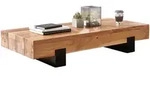 KADIMA DESIGN Couchtisch 130x59x25cm Akazie Massivholz / Metall Sofatisch,...