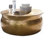 KADIMA DESIGN Couchtisch 75x31x75 cm Aluminium Gold Beistelltisch orientalisch...
