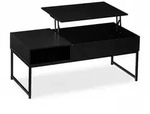 Relaxdays Couchtisch aufklappbar, HBT 45x110x50 cm, Seitenfach, Wohnzimmertisch m.
