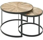 KADIMA DESIGN Design Couchtisch 2er Set Mango Massivholz Satztisch Rund,