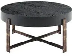 MODFU Beistelltisch MDF Schwarz mit Metall-Kreuzgestell in Antikbronze, &Oslash; 68 x...