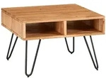 KADIMA DESIGN Couchtisch 60x60x40 cm Akazie Massivholz / Metall Design Sofatisch