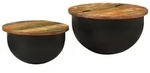 vidaXL 2-tlg. Couchtisch-Set Schwarz Altholz Massiv
