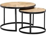 KADIMA DESIGN Couchtisch 2er Set Massivholz / Metall Wohnzimmertisch Industrial...