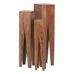KADIMA DESIGN Beistelltisch 3er Set Sheesham Massivholz, Satztisch Quadratisch