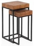 KADIMA DESIGN Design Satztisch WL5.660 Sheesham Metall Beistelltisch 2er Set...