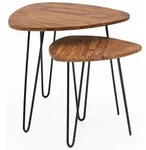 KADIMA DESIGN Design Satztisch WL5.659 Sheesham Metall Beistelltisch 2er Set...