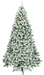 COSTWAY 225 cm schmaler beschneiter & beflockter k&uuml;nstlicher Weihnachtsbaum mit