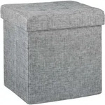 Relaxdays Faltbarer Sitzhocker, Sitzcube als Fu&szlig;ablage, Sitzw&uuml;rfel aus Leinen,