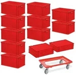 BRB 10 Euroboxen, LxBxH 600x400x320 mm + 10 Scharnierdeckel + 1...
