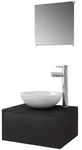 vidaXL 4-tlg. Badm&ouml;bel-Set mit Waschbecken und Wasserhahn Schwarz