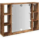 vidaXL Spiegelschrank mit LED-Leuchten Altholz-Optik 76x15x55 cm