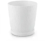 Relaxdays Blumentopf, 2er Set, Pflanztopf mit Untersetzer, Rillen, H x D: 20 x 20 cm,