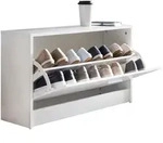 KADIMA DESIGN Schuhbank SPLIT mit Sitzfl&auml;che Wei&szlig; Schuhkipper Holz 80 x 47 x...