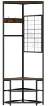 COSTWAY 3 in 1 Eckgarderobe Metall, platzsparende Garderobenst&auml;nder mit 4...