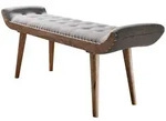 KADIMA DESIGN Sitzbank Stoff / Massivholz Bank Grau 125x51x38 cm...