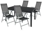 5-tlg Gartenm&ouml;bel Gartengarnitur Outdoor 125x70cm Anthrazit/Schwarz