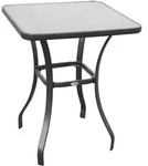 OKWISH Gartentisch Metall Schwarz mit geh&auml;rteter Glasplatte, 68,5x68,5x84 cm,