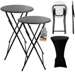 CHEFGASTRO Stehtisch 2er Set mit Hussen klappbar Rund Hx&Oslash; 110x60cm Bistrotisch...