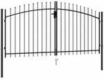vidaXL Zauntor Doppelfl&uuml;gel mit Speerspitzen Stahl 3 x 1,5 m Schwarz
