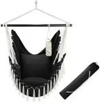 tectake H&auml;ngesessel Malika, Boho-Style, Belastbarkeit 150kg Schwarz