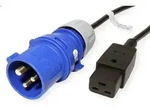 BACHMANN Kabel Stecker IEC60309-Blau - Kupplung C19, 3m 16A, schwarz, 3 m