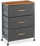 Relaxdays Schubladenschrank mit Rollen, 3 Stoff Schubladen, Deko Stoffschrank,