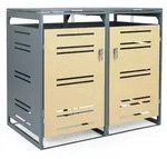 COSTWAY M&uuml;lltonnenbox f&uuml;r 2x120 L M&uuml;lltonne, wetterfester Gartenschuppen mit