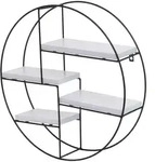 BERLINLODGE Wandregal rund | HxBxT 45x45x11cm | 4 Regalb&ouml;den Metall Massiv-Holz