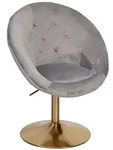 KADIMA DESIGN Loungesessel Samt Grau / Gold Design Drehstuhl, Clubsessel...