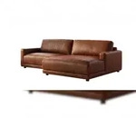 KAWOLA Sofa MARLIN Ecksofa Lederfaserstoff cognac Longchair rechts