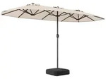 COSTWAY Doppelsonnenschirm 400x200cm mit St&auml;nder und Kurbel, Gartenschirm UPF...