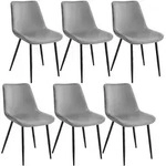 tectake Set Stuhl Monroe Samtoptik - 6er Set grau