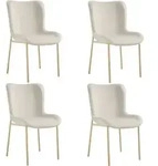 tectake Polsterstuhl Tessa - 4er Set Samtoptik beige/gold