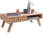 KADIMA DESIGN Couchtisch REWA 95x35x50cm Akazie Massivholz Sofatisch, Design