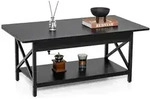 COSTWAY Couchtisch, mit Ablage, f&uuml;r Wohnzimmer, 110x60x48 cm, Schwarz