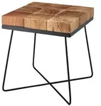 KADIMA DESIGN Beistelltisch 45 x 45 x 51 cm Akazie Massivholz mit Metallgestell,