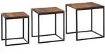 KADIMA DESIGN Satztisch 3er Set Sheesham Massivholz / Metall Beistelltisch Eckig