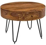 KADIMA DESIGN Couchtisch Sheesham Massivholz / Metall 60x44,5x60 cm Tisch...