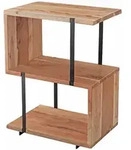 KADIMA DESIGN Beistelltisch S-Form 45x60x30cm Akazie Metall Ablagetisch,...