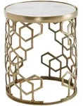 KADIMA DESIGN Beistelltisch Echter Marmor Wei&szlig; 46x46x55 cm Anstelltisch Metall...