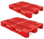 2 Kunststoffpaletten im Euroma&szlig;, LxBxH 1200x800x145 mm, durchbrochen, rot