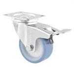WAGNER Soft-Lenkrolle - &Oslash; 100 mm, Stahl verzinkt, blau / wei&szlig;, Bremse,