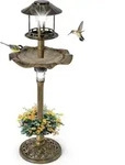 COSTWAY Vogeltr&auml;nke &Oslash;43x110cm mit Solarleuchte & St&auml;nder, Vogelfutterhaus,...