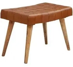 KADIMA DESIGN Sitzhocker 67x47x39 cm Mango Massivholz / Echtleder