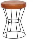 KADIMA DESIGN Sitzhocker Echtleder / Metall 35 x 48 x 35 cm Design Hocker Rund,