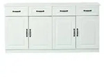 STILVORA Sideboard aus MDF Wei&szlig; 160x35x80 cm mit 4 Schubladen und 4 T&uuml;ren