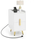 COSTWAY Nachttisch mit Ladestation, 2 Schubladen & USB, 32x40x60 cm